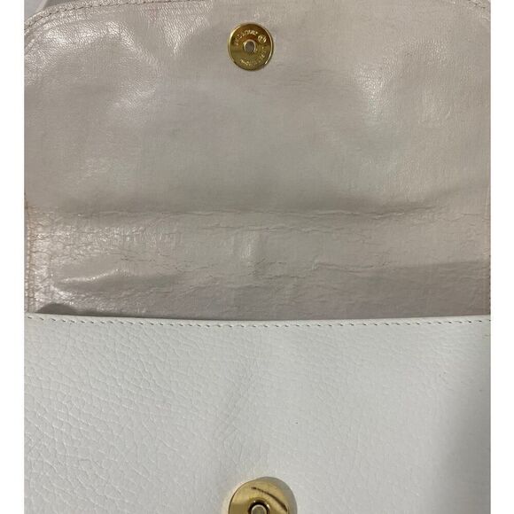 Vintage Ashneil Shoulder Bag Purse White Leather Gold Snake Red Rhinestone Eye - Picture 9 of 14